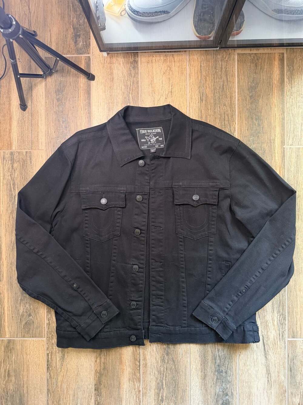 True Religion Trucker Jacket Size 3XL Black Denim